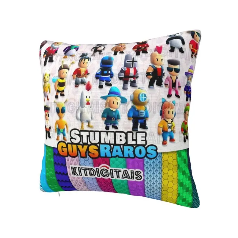 Game Stumbles Guys Cushion Cover Polyester Finnish Fight Royale Throw Pillow for Sofa Car Square Pillowcase Bedroom Decoration