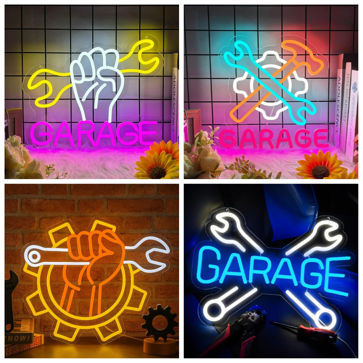 Auto Repair Shop Signs - Letreiro de Neon para Garagem, Luz