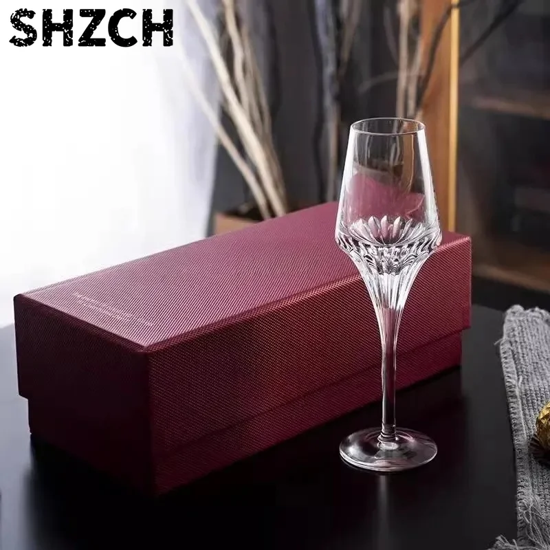 Light Luxury Retro Red Wine Glasses Business Gift Box Set Crystal Glass Whiskey Champagne Cup Transparent Goblet of Light