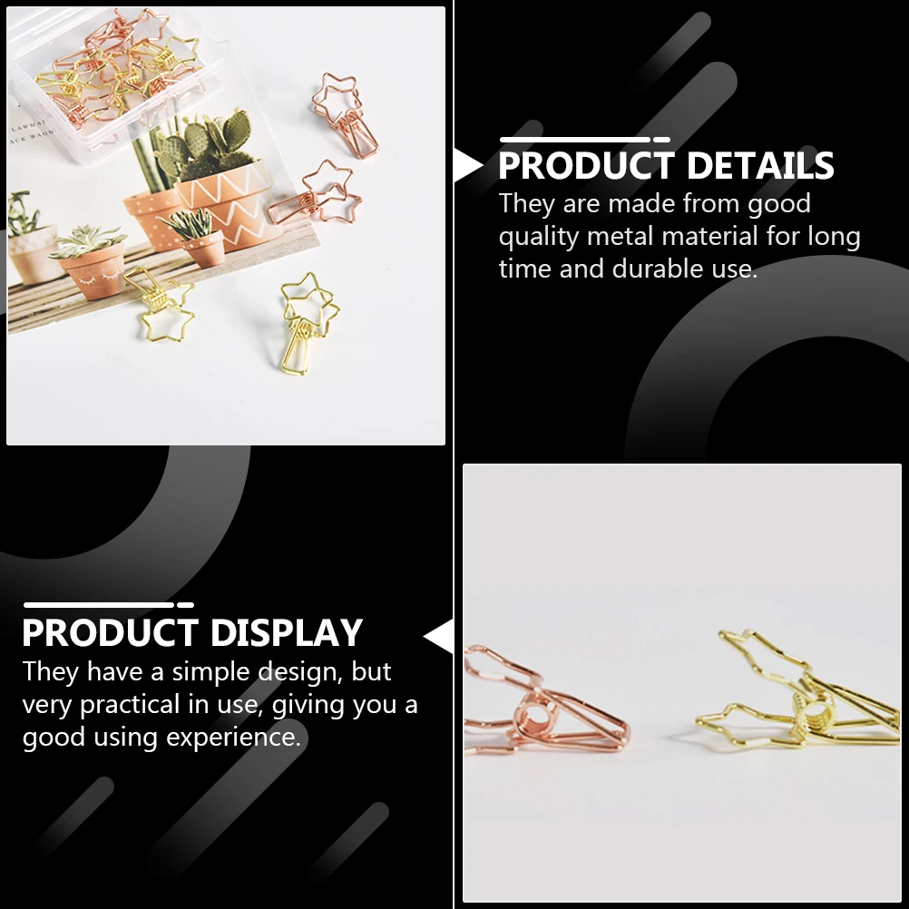 

16pcs Photo Folder Metal Receipt Clip Document Clamps Office Memo Paper Binder Lightweight Storage Organizer Creative