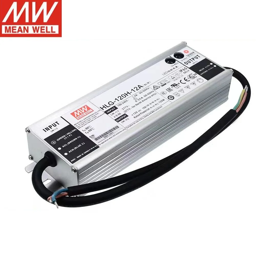 

MEAN WELL HLG-120H-12A 12VDC 10A Switching power supply Constant Voltage + Constant Current LED Lighting Driver PFC Function