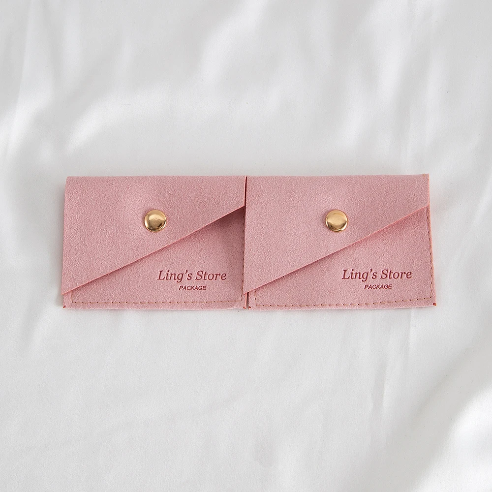 50pcs Personalized Velvet Jewelry Bag Microfiber Snap Button Portable Pouches Earrings Rings Storage Bracelet Necklace Packaging