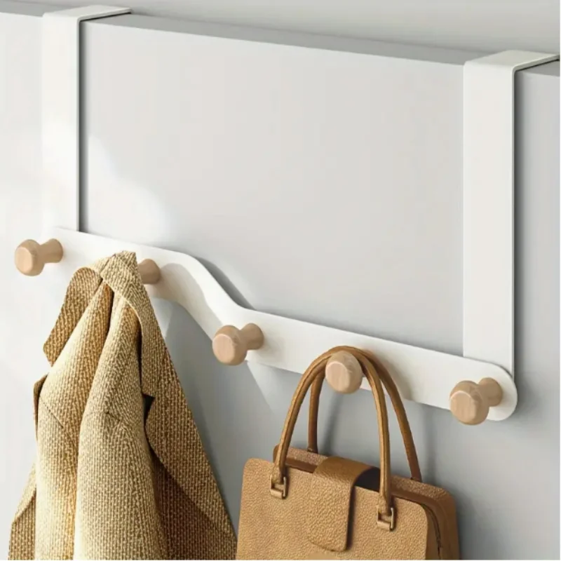 

1PC Creative 5 Hooks Storage Rack Behind The Door Wall Hanging Clothes Punch Free Bathroom Hooks Multifunctional Home Hooks