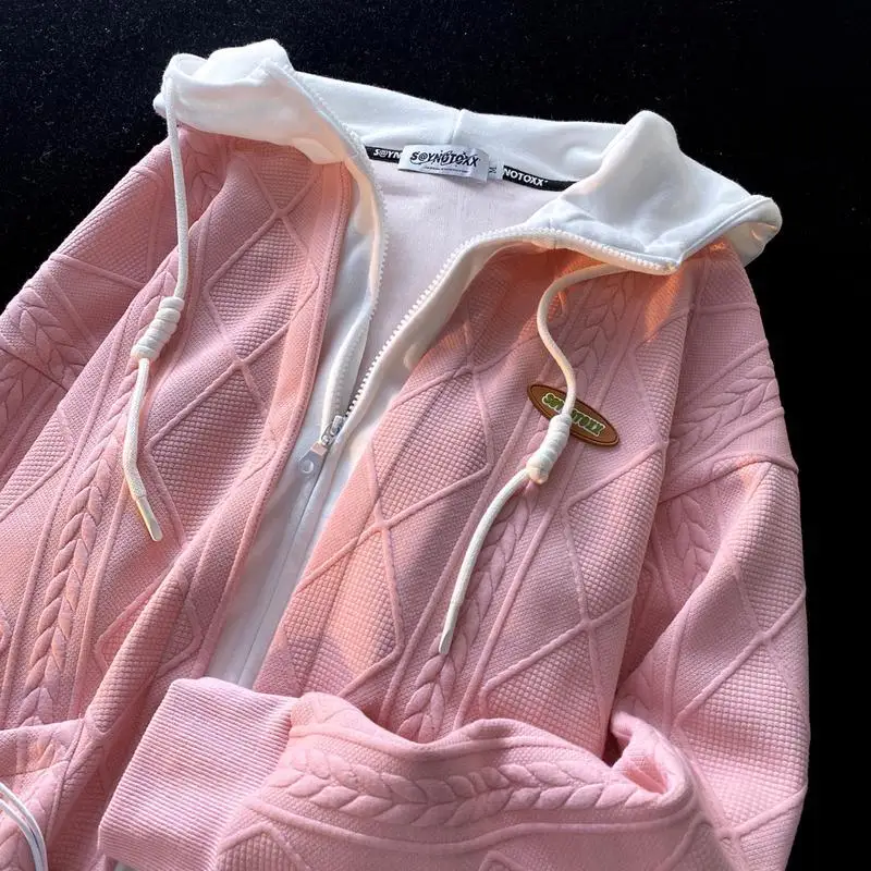 

plus Size Women's Hoodie 2300 Pounds Spring Autumn Shoulder Lengthened Milk System Fake Two-Piece Outerwear Comfortable Fit