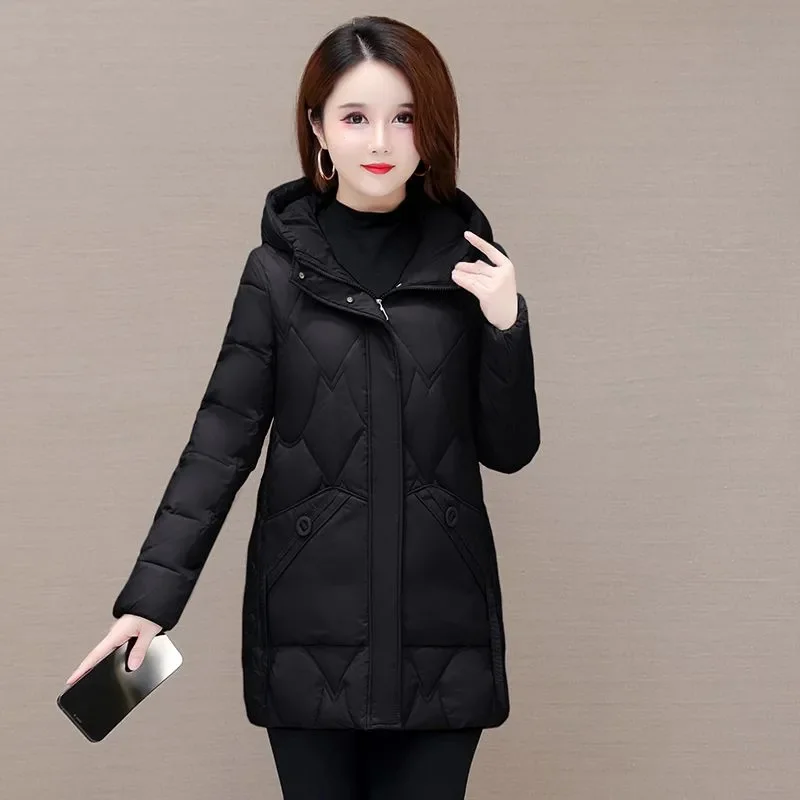 Mom's High-Quality Cotton-Padded Jacket Female 2025 Winter New Down Coat Women Parkas Thick Warm Outwear Slim Long Overcoat Tops