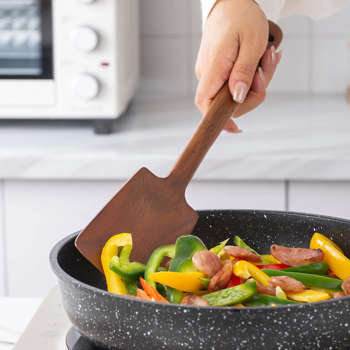 1PC-Wooden Spatula for Non-Stick Pan; Special Wooden Cooking Utensil for Home Kitchen Use; Anti-Scalding Spatula