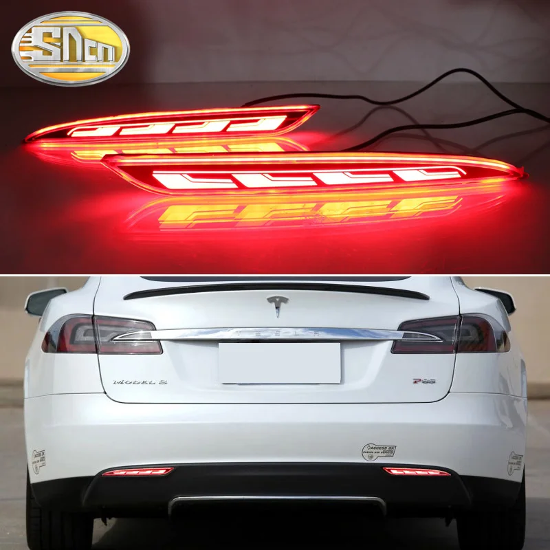 

3-in-1 Functions LED Reflector Lamp Rear Fog Lamp Bumper Light Brake Light Dynamic Turn Signal For Tesla Model S 2012 - 2020