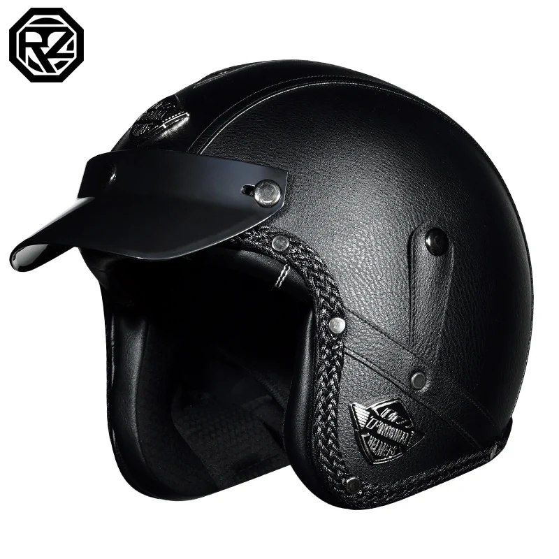 

Orz-058P-Classic 3/4 Open Face Motorcycle Helmet Unisex Adult All Weather DOT Certified ABS Ventilated Riding Gear