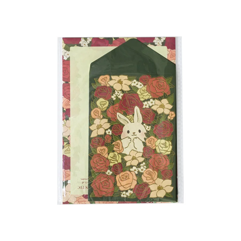 9Pcs Korean Cute Bear Rabbit Envelope Writing Paper Set