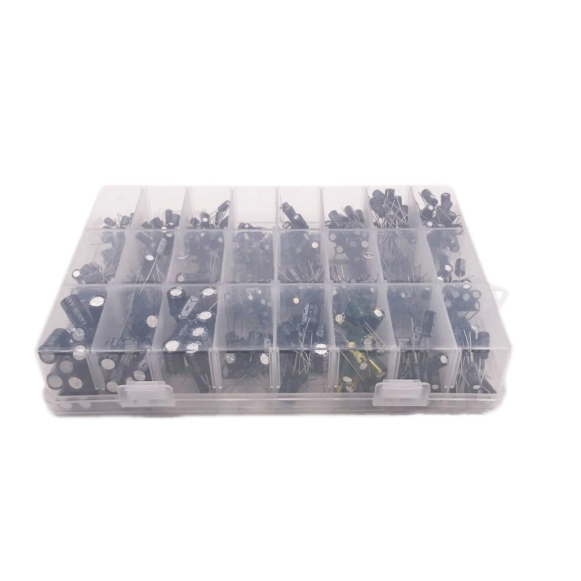 500PCS 24values 0.1uf-1000u Elektrolitikus Kondenzorlencse Kevert Acéloz Elektrolit capacitors 10V 16V 25V 50V Elektronfizika készlet