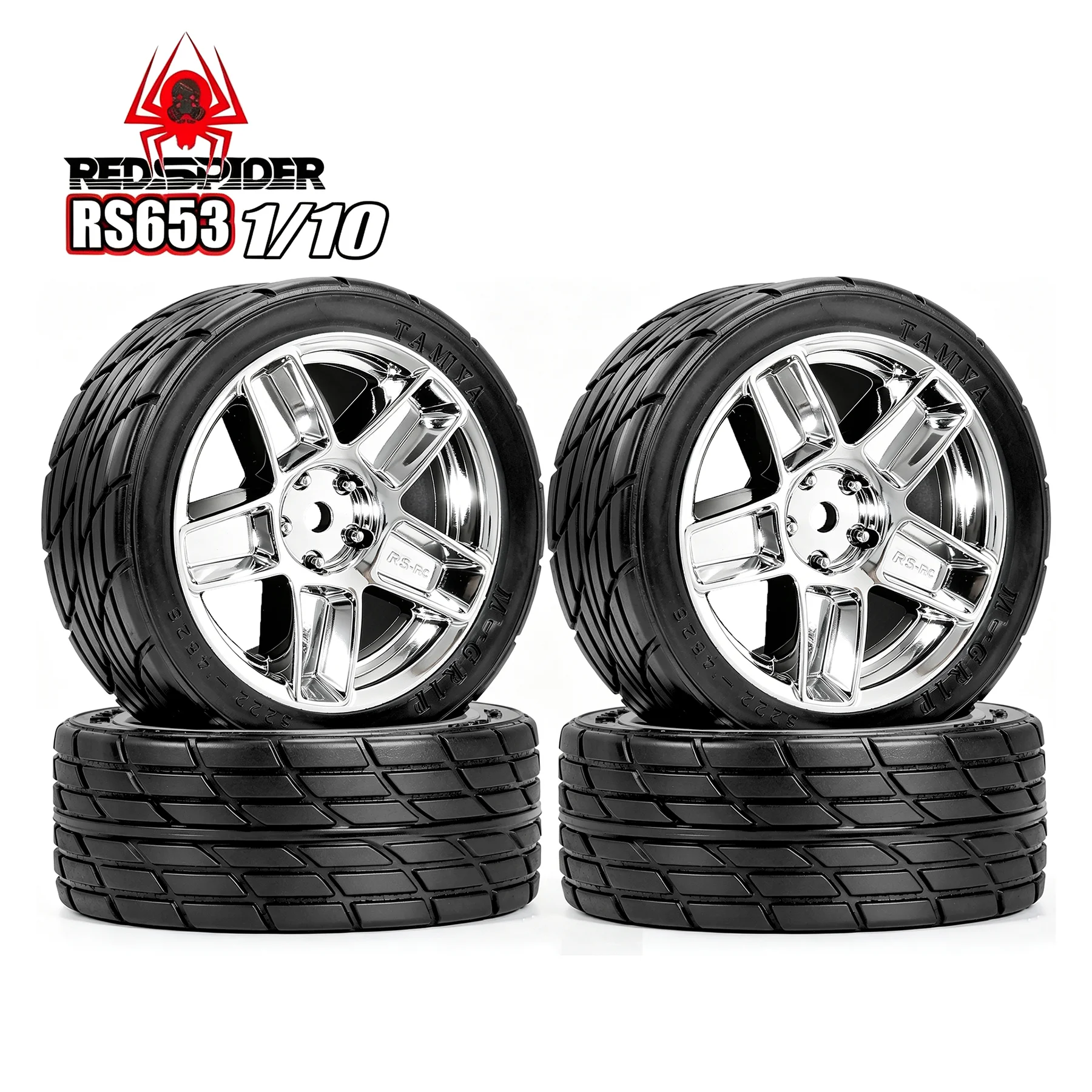 RED SPIDER 4Pcs 1/10 RC On-Road Tires Plastic Wheel Rims Set Replacement Parts Fit HSP  Tamiya TT02 TT01 1:10 RC Flat Racing Car