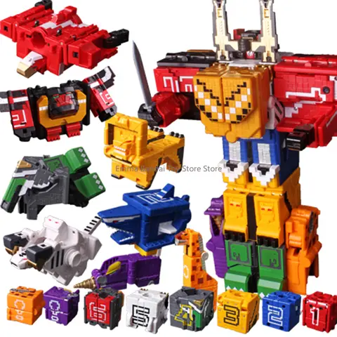 Power Assembling Educational Toys Math Cube Transformation Robot Digits Puzzle Ranger Animals Boy Toy for Kids