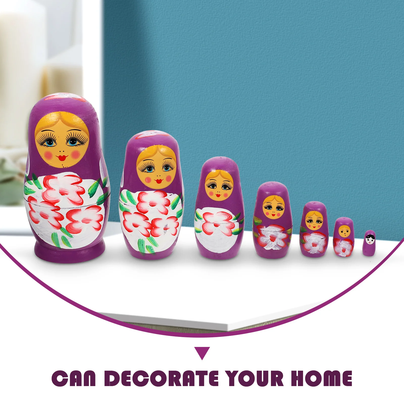 

7 Layer Matryoshka Kids Ornament Craft Kit Handmade Toys for Children Wood Carving Household Russian Dolls Decorative