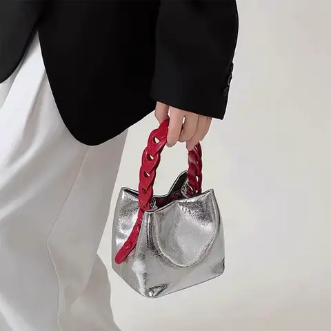 럭셔리 여성 핸드백 부드러운 가죽 짠 수제 솔리드 대용량 버킷 가방 휴대용 숄더 핸드백 메신저 백 클러치
