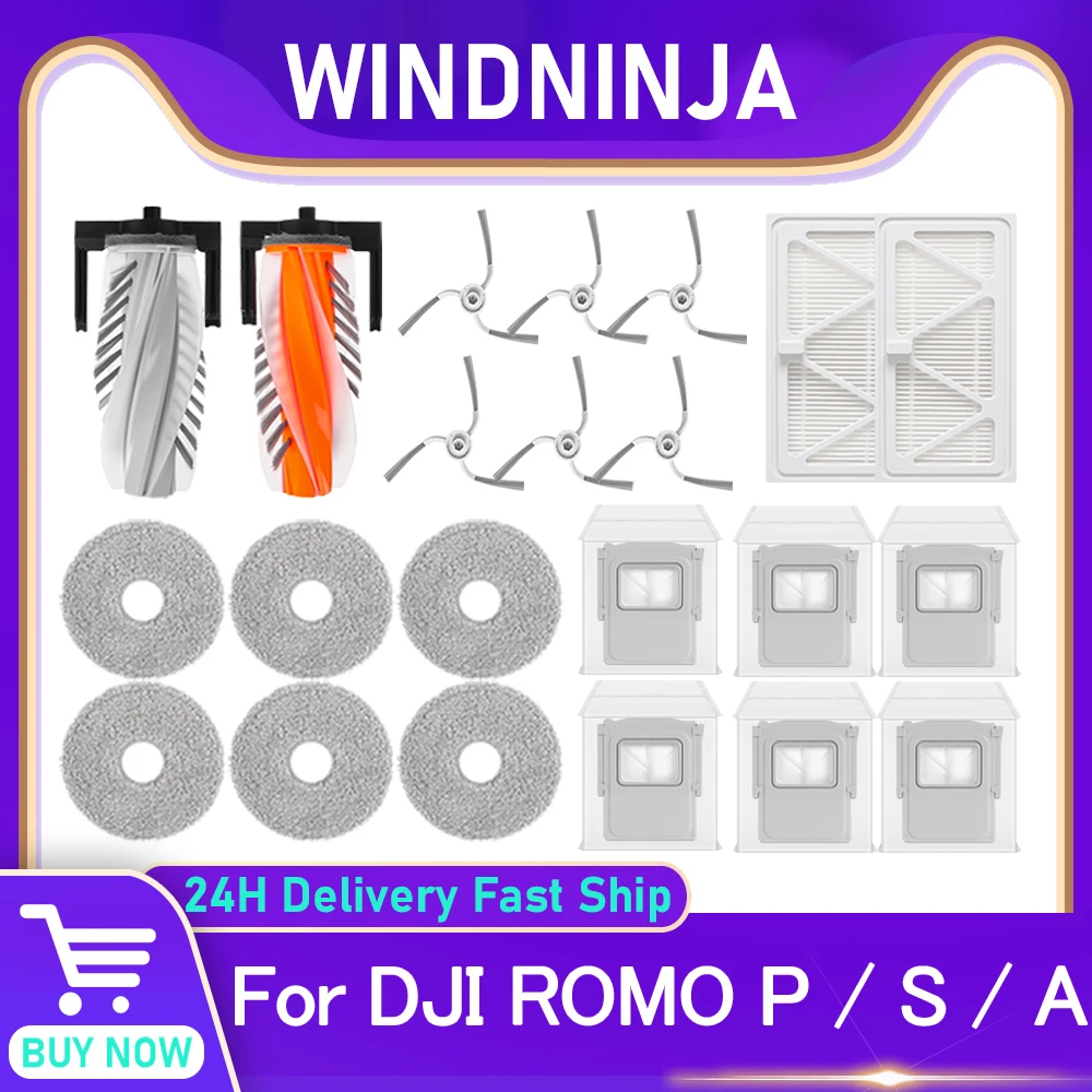 

HEPA Filter Mop Pad Dust Bag Roller Side Brush For DJI ROMO S A P Vacuum Cleaner Spare Part For Floor Cleaning Accessories