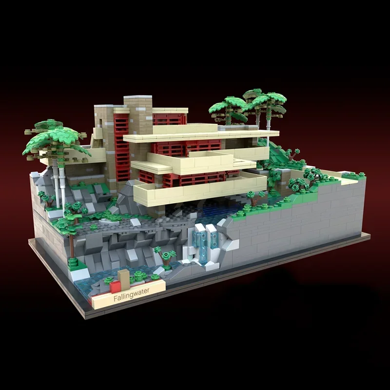Street View Moc Building Blocks Modular Fallingwater Upscale 1:130 Model Technology Brick DIY Assembly Construction Holiday Toy