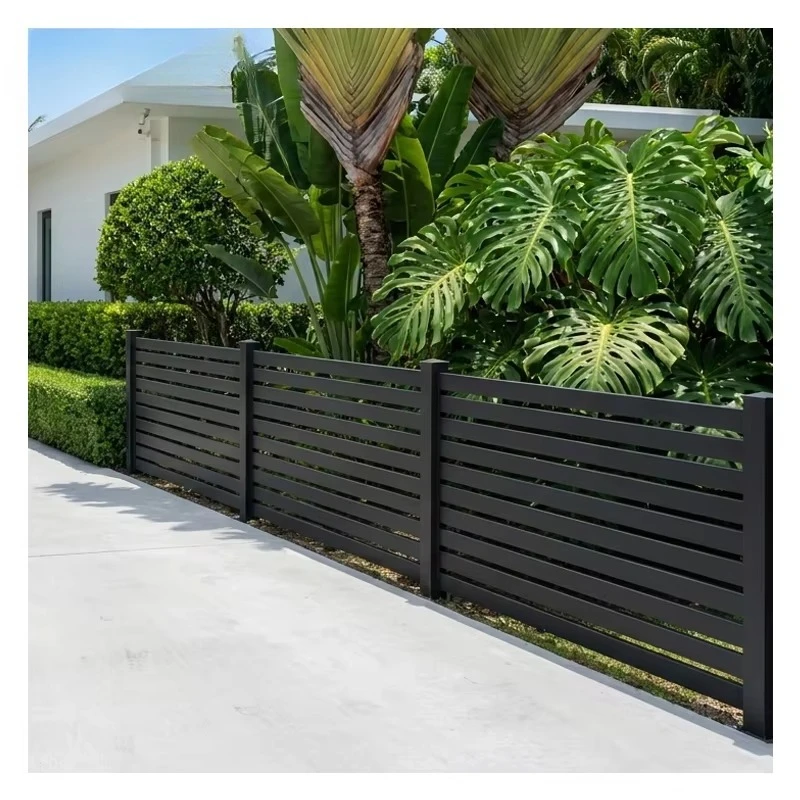 Any Size Custom High Quality Aluminum Slat Fence Wood Grain Color Powder Coated Rust Proof Modular Metal Panel Privacy Fence