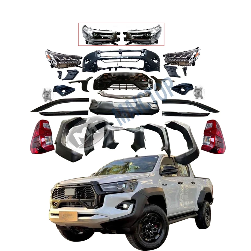 Maictop car accesorios modified front bumper grille body kit for hilux revo rocco upgrade to 2022 2023 GR Style