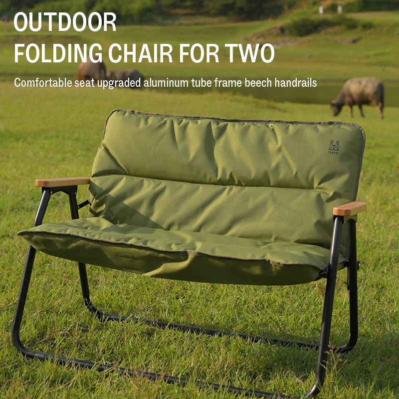 

Double Outdoor Aluminum Folding Chair Picnic Camping Portable Back Fishing Stool Kermit Chair