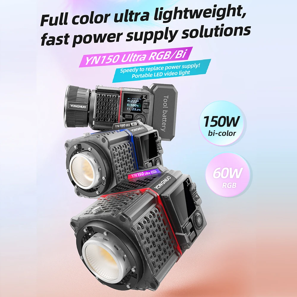 yn150-ウルトラrgb-bi-ledビデオライト-150w-補光ライト-連続照明-youtube-tiktok-スタジオ-ビデオ-写真-映画制作者-vlog用
