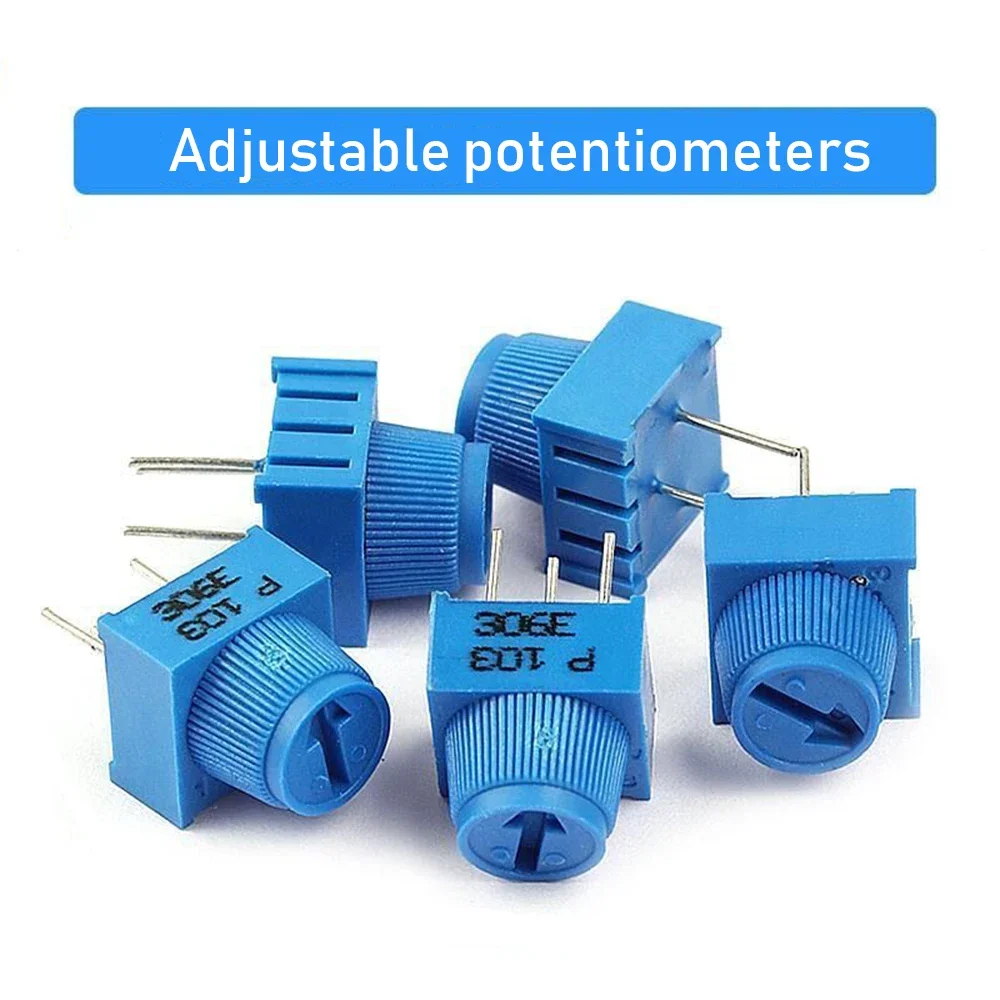 100PCS 3386P Potentiometer Kit - 1K/100K Ohm Trim Pots with Knobs for Arduino/Breadboard (Single Turn)