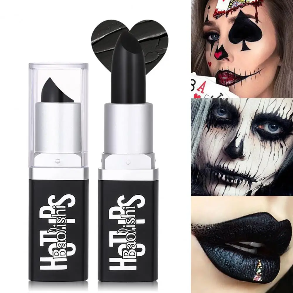 Frauen Lippen Make-up Werkzeuge langlebige wasserdichte schwarze Lippenstift matt perlmutt farben Antihaft nährt hoch für Halloween