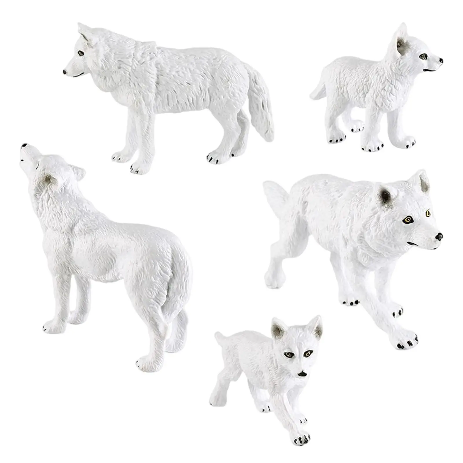 5 Pieces Wolf Toys Figures Learning Preschool Collectibles Ages 3 and up