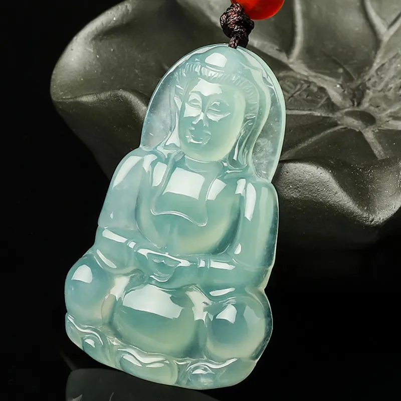 Natural Myanmar Mine Timber Jade Goddess of Mercy Pendant