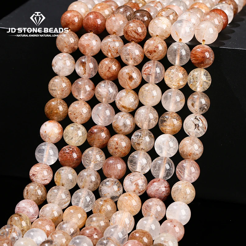 6 8 10 mm Natural Red Rutilated Quartz Bead Polished Round Loose Spacer Crystal Bead For Jewelry Making Diy Necklace Bracelet