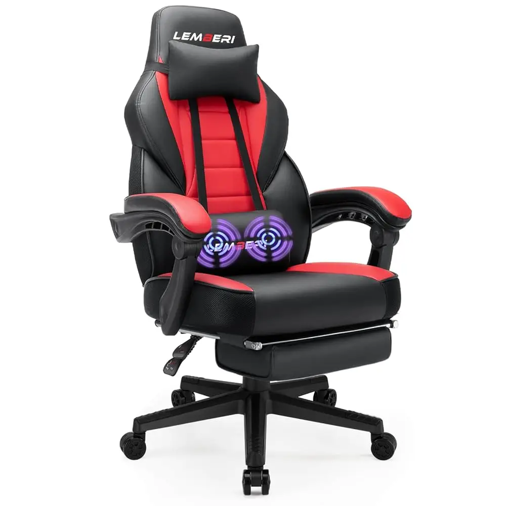 Video Game Chairs With Footrest, Big And Tall Gamer Chair For Adults, 400Lb Acity, Racing Style Computer Chair With Headrest