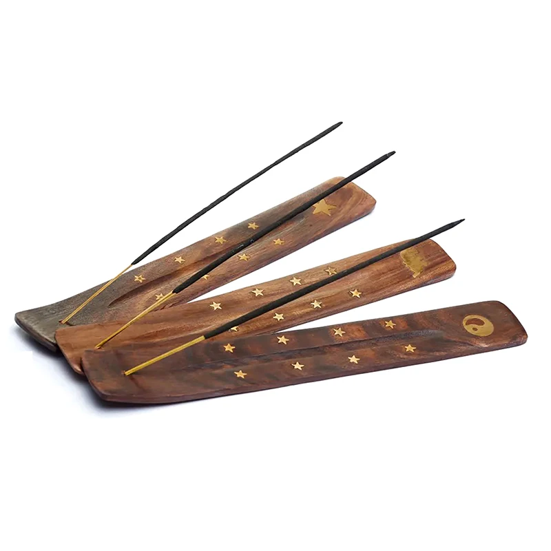 C Natural Wooden Incense Stick Holder Ash Catcher Burner Incense Stand Rack Incense Base Aromatherapy Plate Home Decoration
