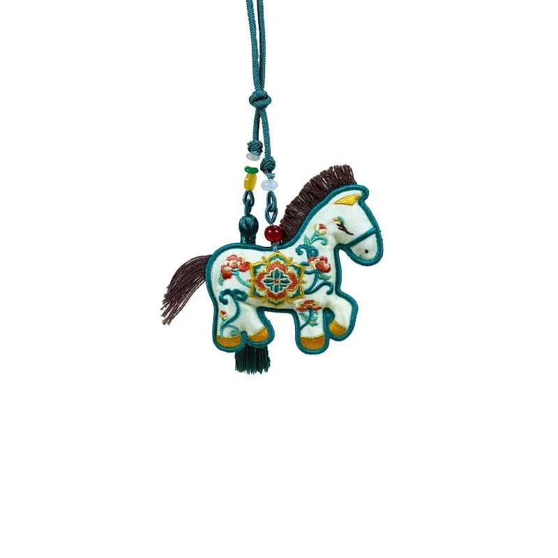 Handmade Embroidered Horse Shape Lucky Sachet, Empty Refillable Pouch, Mascot Pendant