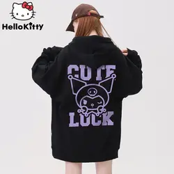 Sanrio Kuromi Clothes Female Korean Style Loose Hoodies Y2k Harajuku Fashion Top Shirts Women Anime Long Sleeve Trend Pullovers