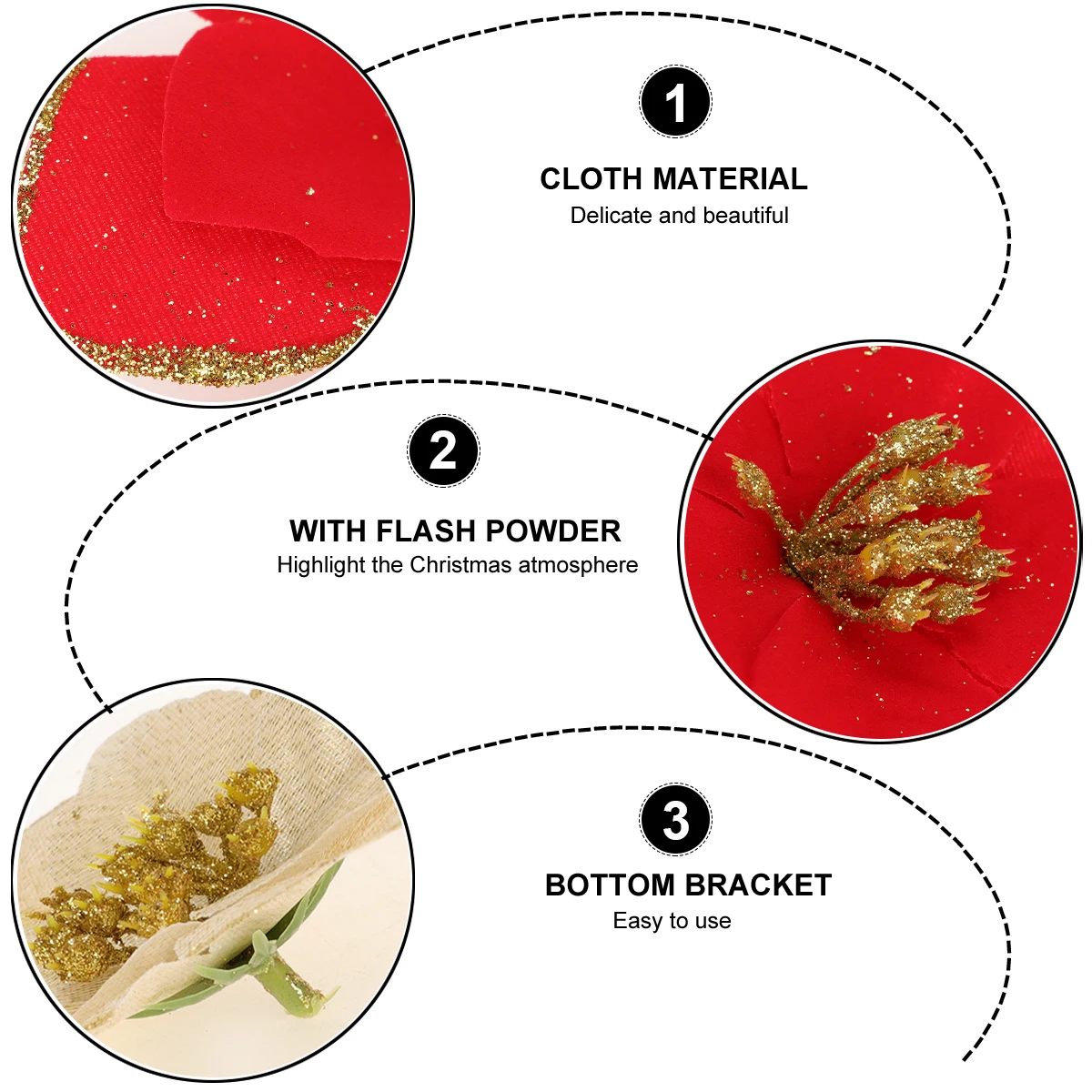 

20Pcs Christmas Wreath Accessories Cloth Flower Xmas Pendant Home Decoration for Party Supplies Cloth Flower Xmas Pendant