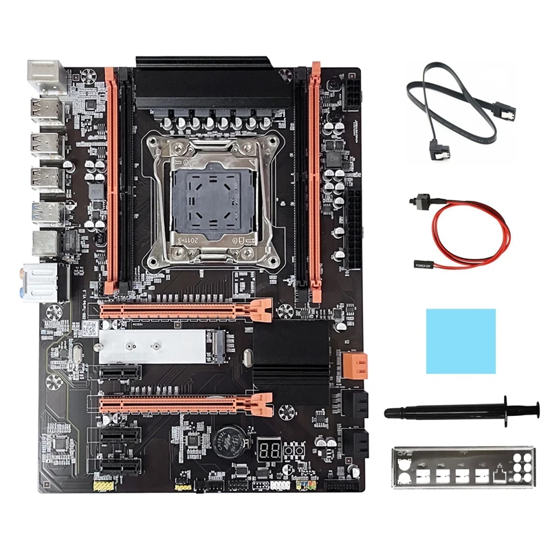 X99T Motherboard+SATA Cable+Switch Cable+Baffle+Thermal Grease+Thermal Pad LGA2011-V3 M.2 NVME NGFF Support DDR4 4X16G