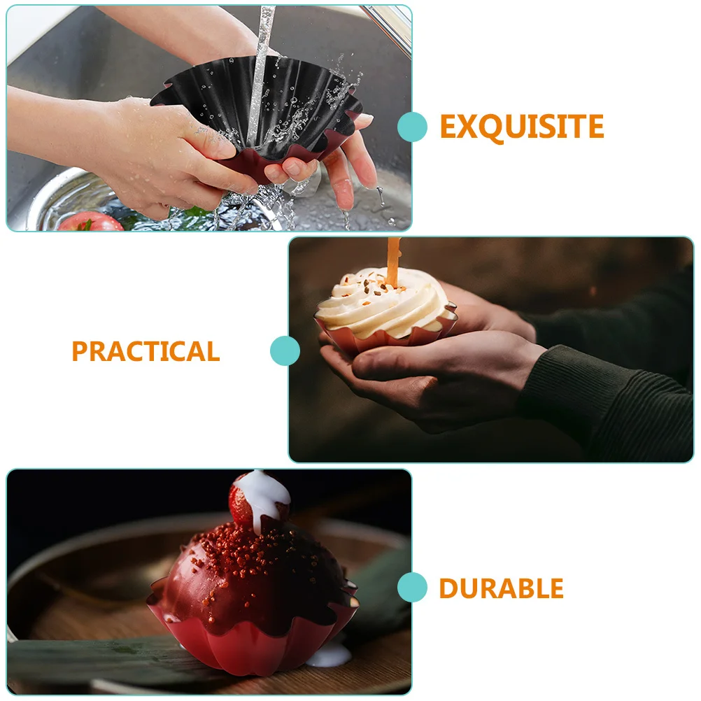 

5 pcs Stainless Steel Baking Molds Egg Tart Mold Cake Making Tool Diy Dessert Tray Heat Resistant Kitchen Baking Tool