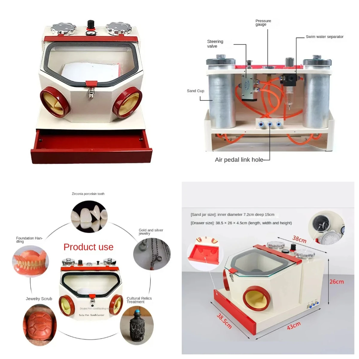 Dual-Pen Double Tank Sandblaster, Drawer Type Machine