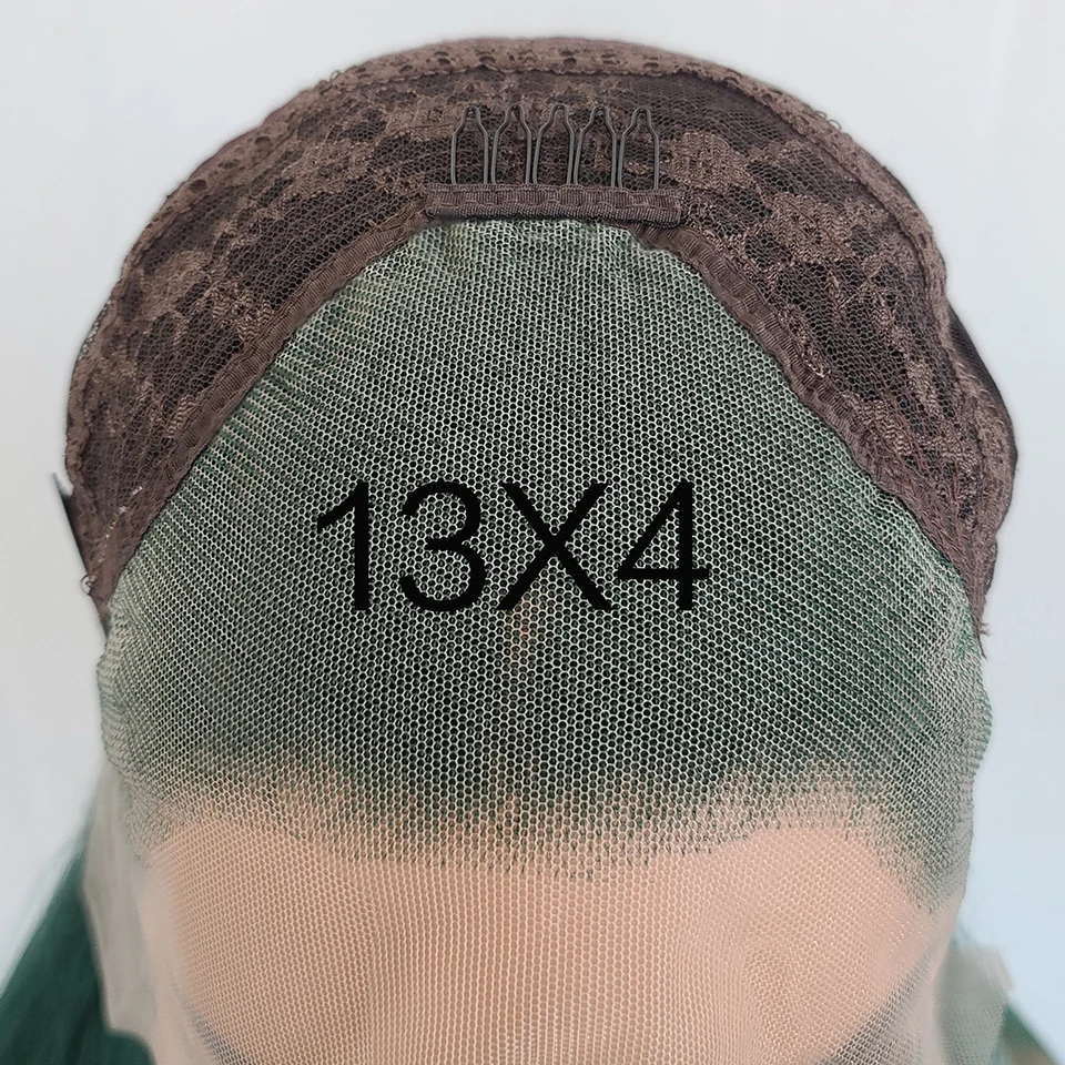 برناردو شعر مستعار أخضر داكن 13X4 الاصطناعية الدانتيل الجبهة الباروكات للنساء 26 بوصة طويل مستقيم الشعر ألياف مقاومة للحرارة غلويليس الباروكات