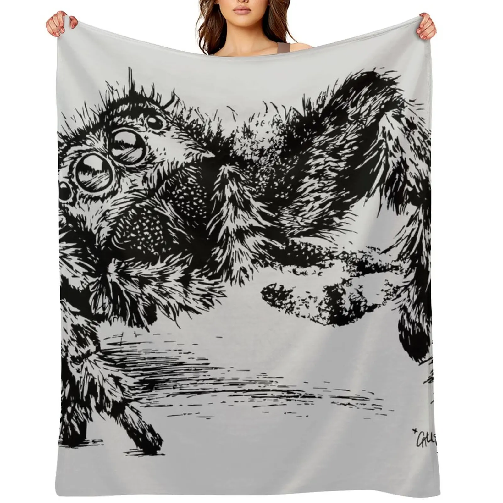 

Jumping Spider Encounter Throw Blanket Shaggy blankets and throws Flannel Blankets