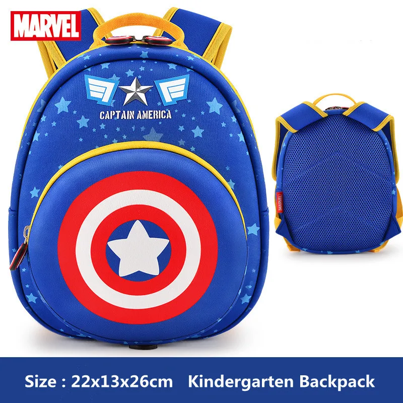 2022 Disney New Kindergarten Backpack For Boys Primary Student Shoulder Orthopedic Bag Spider Man Captain America Mochila