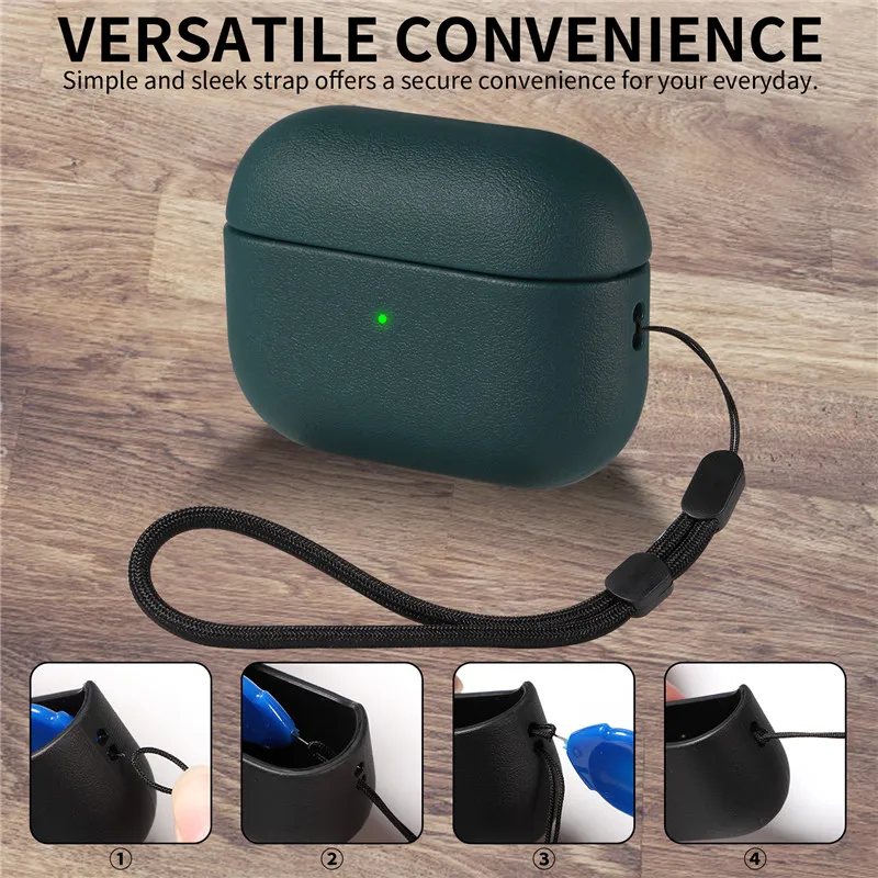 حالة ل airpods برو 2 الجيل الفاخرة بو الجلود pro2 airpods 2022 الملحقات سماعة مع landyard ل airpod برو 2nd حالة
