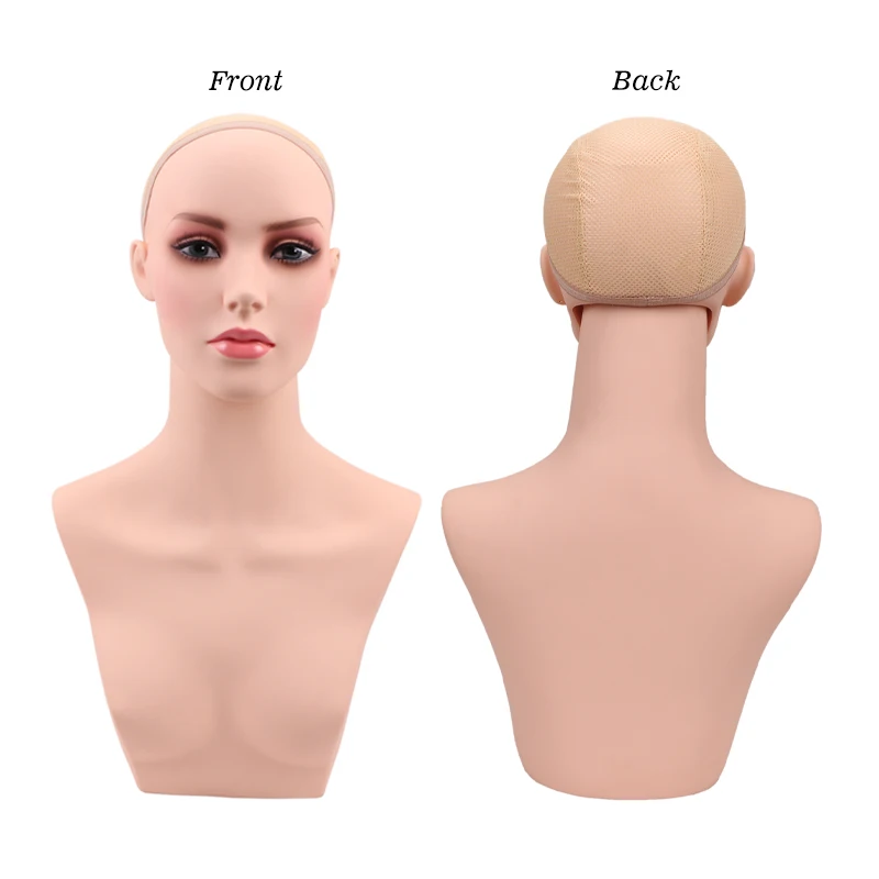Plussignature انفصال عارضة أزياء رئيس لشعر مستعار أنثى دمية رئيس ماكياج الباروكات عرض رئيس بولي كلوريد الفينيل تمثال نصفي المعرضة مع غطاء سفلي حامل