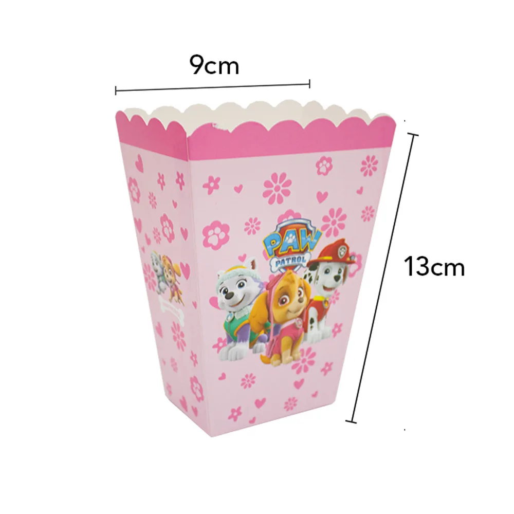 6pcs/lot Happy Birthday Party Kids Boys Favors PAW Patrol Theme Candy Box Popcorn Boxes Decorations Events Supplies