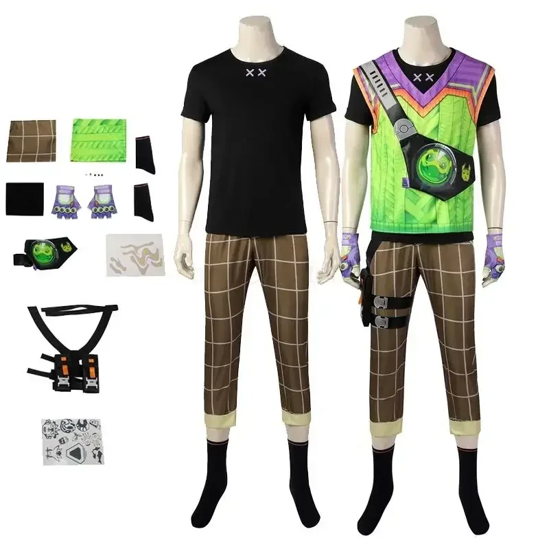 

Gekko Cosplay Anime Costume VALORANT Role Play T-Shirt Pants Belt Outfits Men Casual Halloween Carnival Party Suit MN12