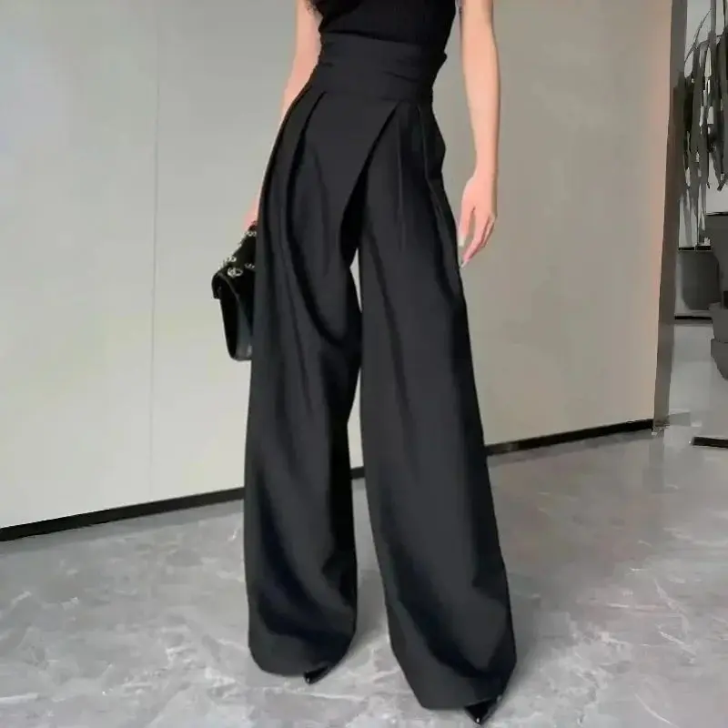 New Fashion Women's High Waist Trousers Versatile Leisure Commuting Cleanfit Style PVC Material Casual Pants for Middle-aged ...