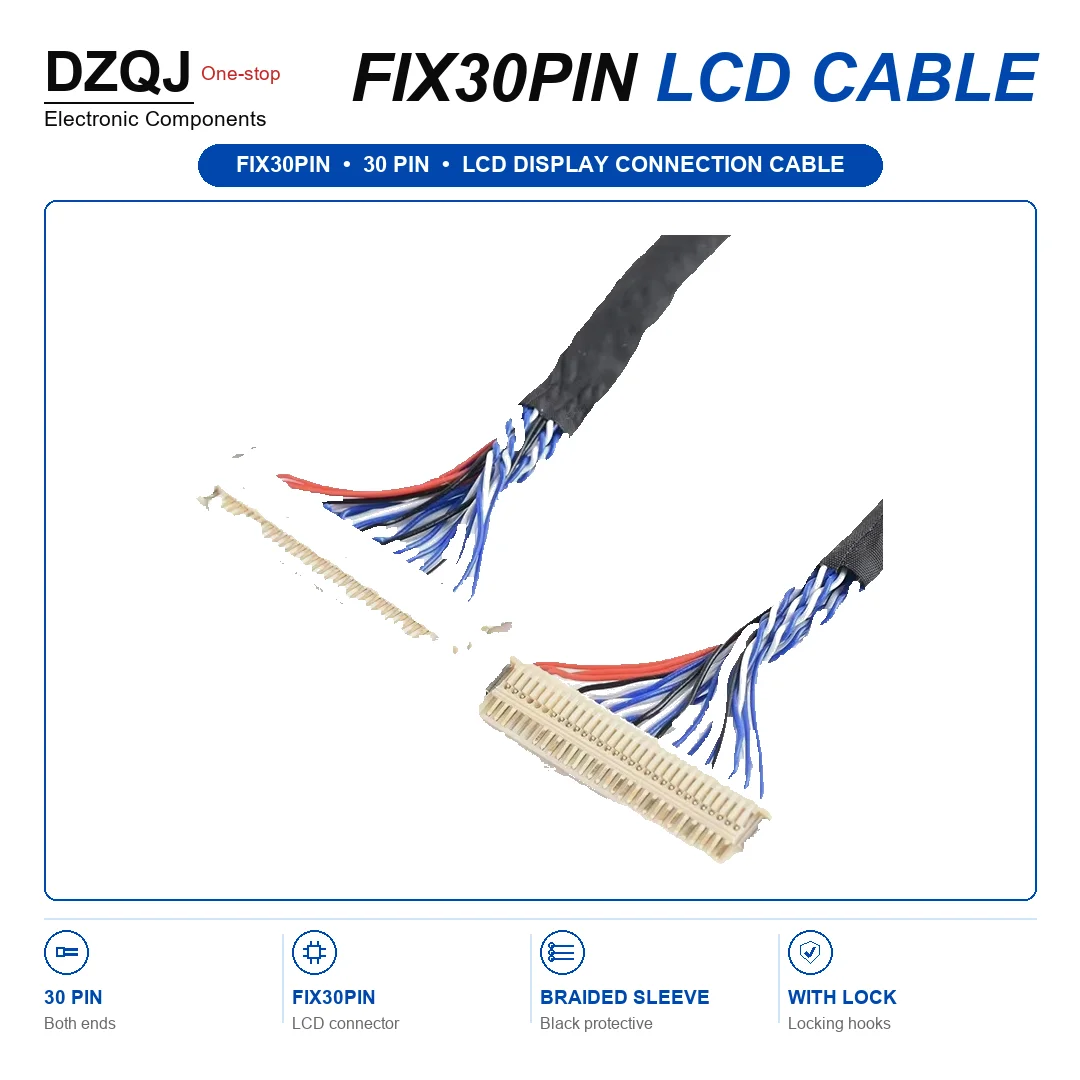 DZQJ FIX30PIN LCD Display Connection Cable 30 Pin Ribbon Wire With Lock Ground Wire For LCD Screen Repair DIY