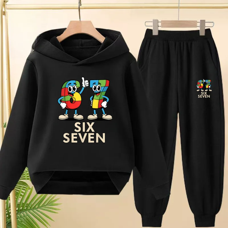

Children's Hoodie Boys Girls Colorful 67 Six Seven Funny Brainrot Meme Hooded Pullover Hiphop Streetwear Soft Casual Sweatshirt