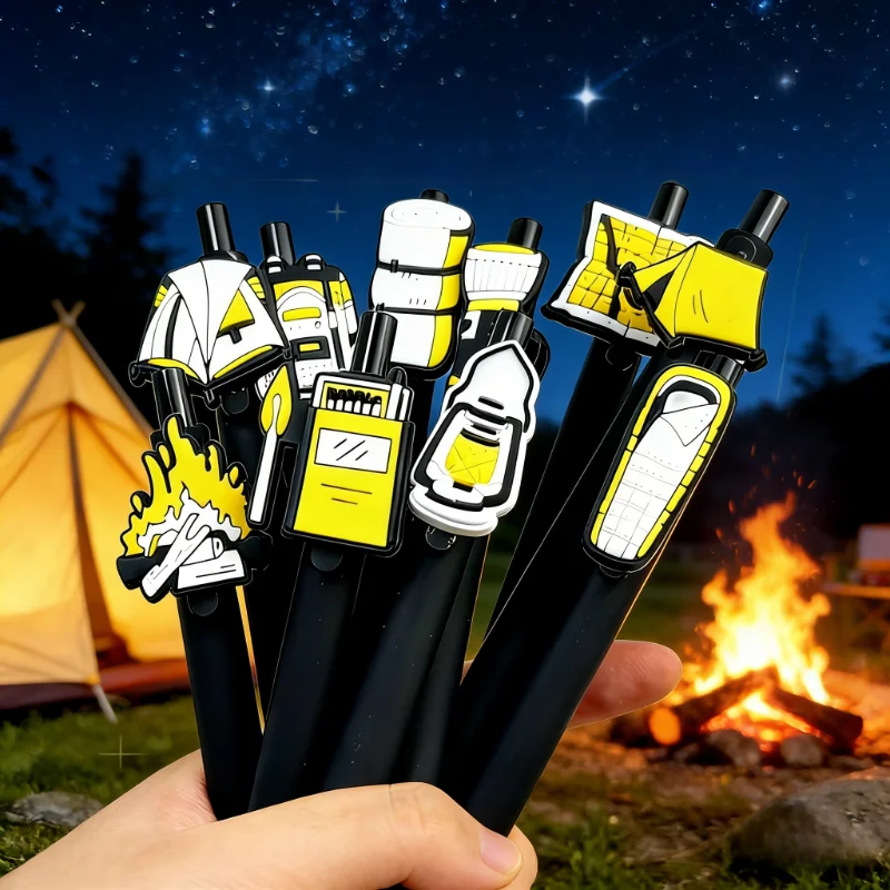 

8/15pcs Outdoor Camping Theme Ballpoint Pen, Scalable, Preferred for Mountaineering and Camping Enthusiasts
