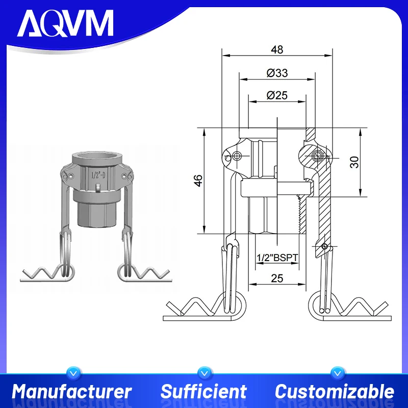 Camlock Type D DN15 1/2 Inch 304SS Male Thread Coupling Hydraulic Adapter Oil Water Quick Connect Industrial Hose Fittings