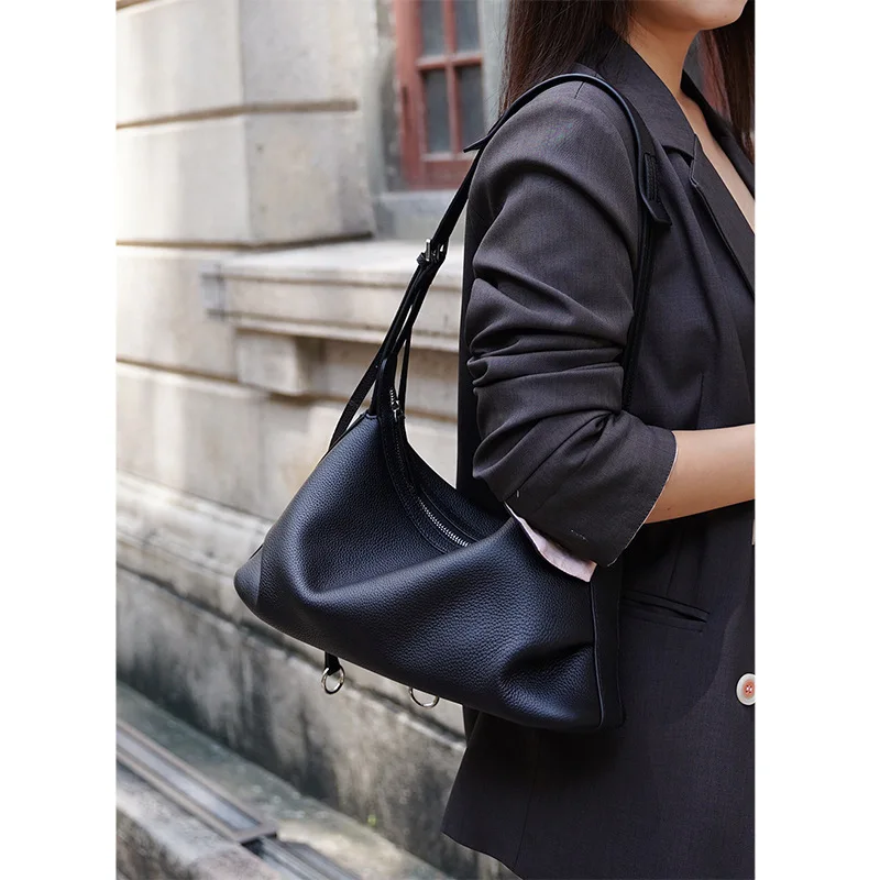 

New Trendy Women Tote Bag Korean Style Niche Genuine Leather Large Capacity Casual Versatile Crossbody Commute Bag